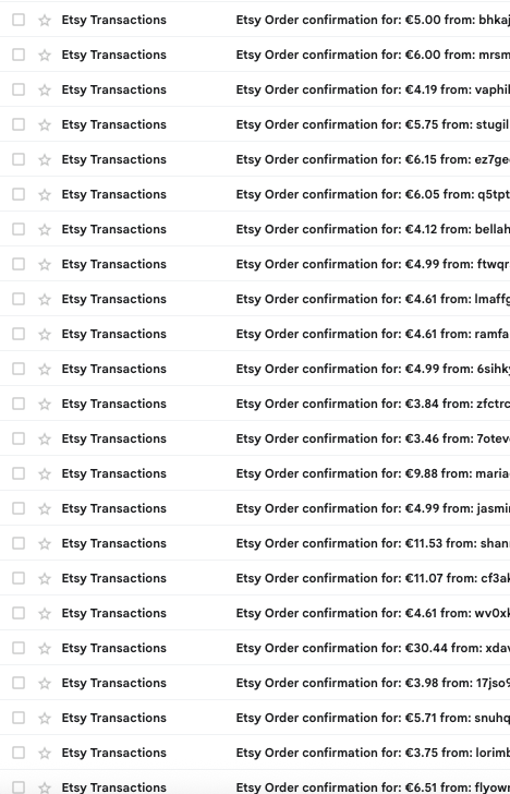 Etsy order confirmation emails